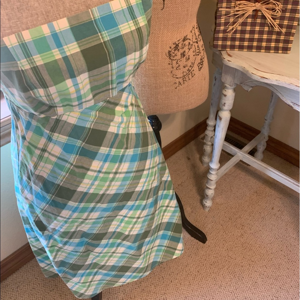 Strapless plaid dress